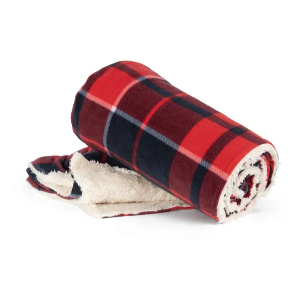  SHERPA BLANKET - K-UP Red Navy checked