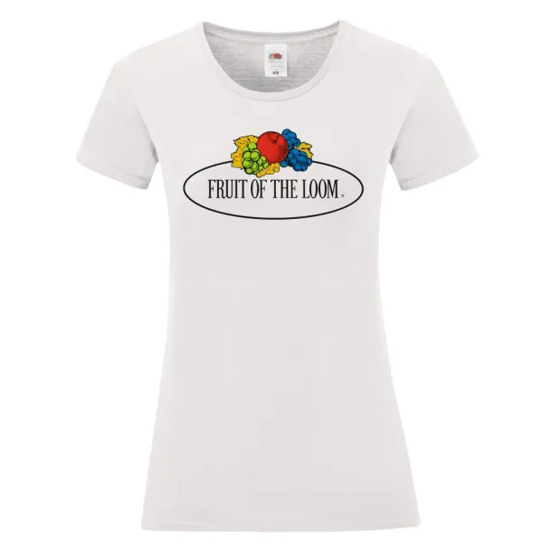  Ladies Vintage T Large Logo Print - Fruit of the Loom Vintage Collection Bijela