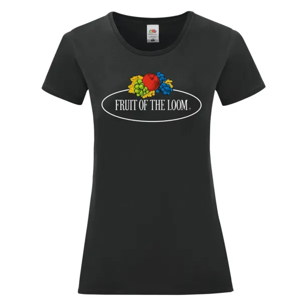  Ladies Vintage T Large Logo Print - Fruit of the Loom Vintage Collection Black