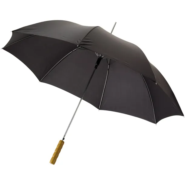 Lisa 23" auto open umbrella with wooden handle - Unbranded Solid black