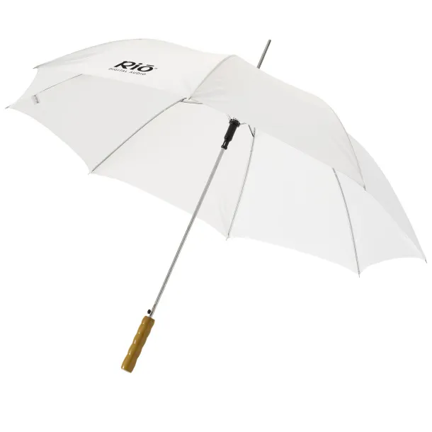 Lisa 23" auto open umbrella with wooden handle - Unbranded White