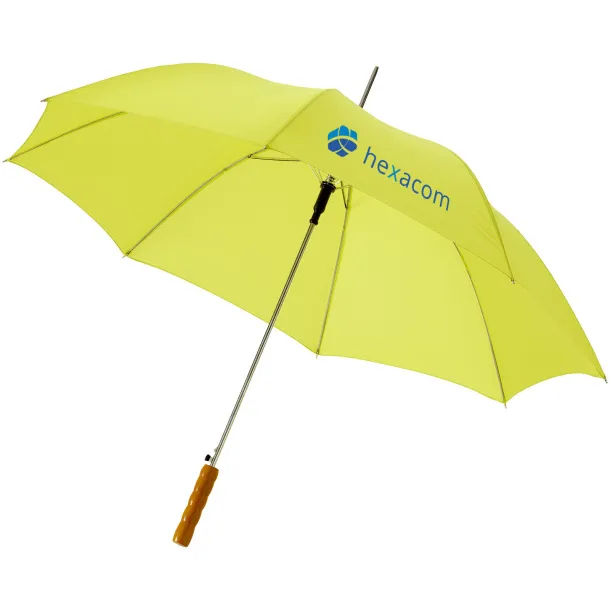 Lisa 23" auto open umbrella with wooden handle Neon green