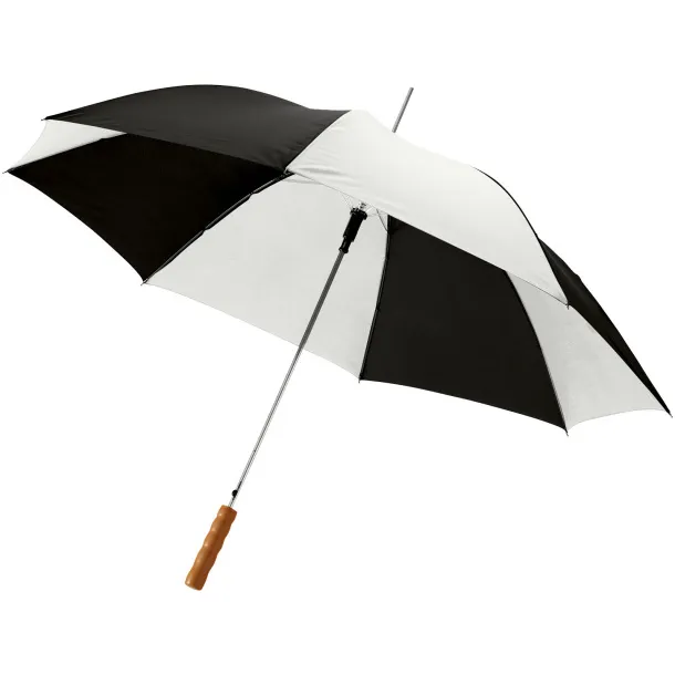 Lisa 23" auto open umbrella with wooden handle Solid black White