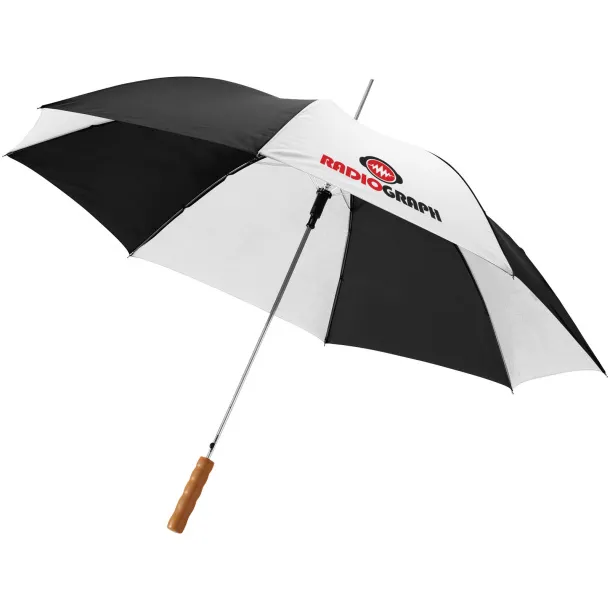 Lisa 23" auto open umbrella with wooden handle - Unbranded Solid black White