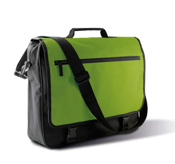  DOCUMENT BAG WITH FRONT FLAP - Kimood Black Burnt Lime