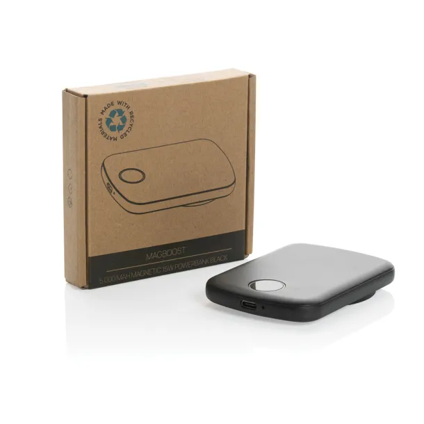  MagBoost magnetna prijenosna baterija od RCS reciklirane plastike - 15 W, 5 000 mAh - XD Collection Crna
