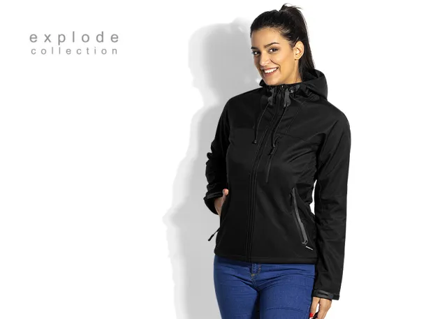 BLACK PEAK WOMEN Women’s softshell hooded jacket - EXPLODE Crna