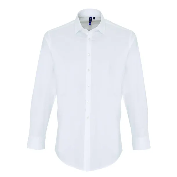  MEN'S STRETCH-FIT COTTON POPLIN LONG SLEEVE SHIRT - Premier White