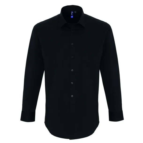  MEN'S STRETCH-FIT COTTON POPLIN LONG SLEEVE SHIRT - Premier Black