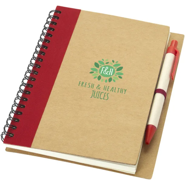 Priestly recycled notebook with pen Natural Red