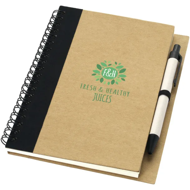 Priestly recycled notebook with pen Natural Solid black