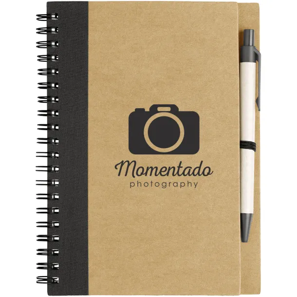 Priestly recycled notebook with pen Natural Solid black