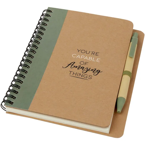 Priestly recycled notebook with pen - Unbranded Heather green Natural