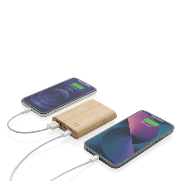  FSC® prijenosna baterija od bambusa, 5 000 mAh - XD Collection Smeđa