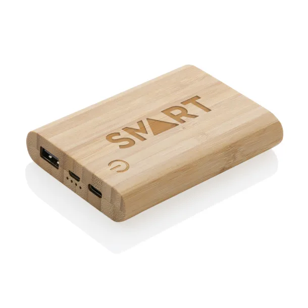  FSC® prijenosna baterija od bambusa, 5 000 mAh - XD Collection Smeđa