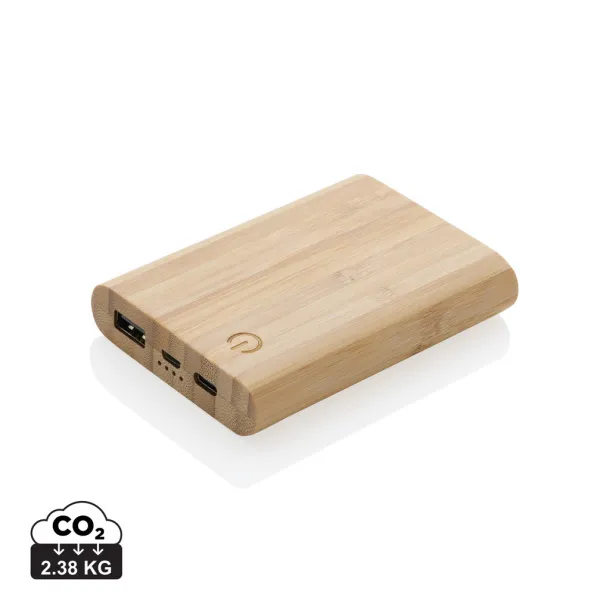  FSC® prijenosna baterija od bambusa, 5 000 mAh - XD Collection Smeđa