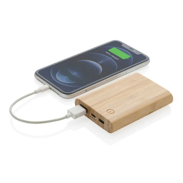  FSC® prijenosna baterija od bambusa, 5 000 mAh - XD Collection Smeđa