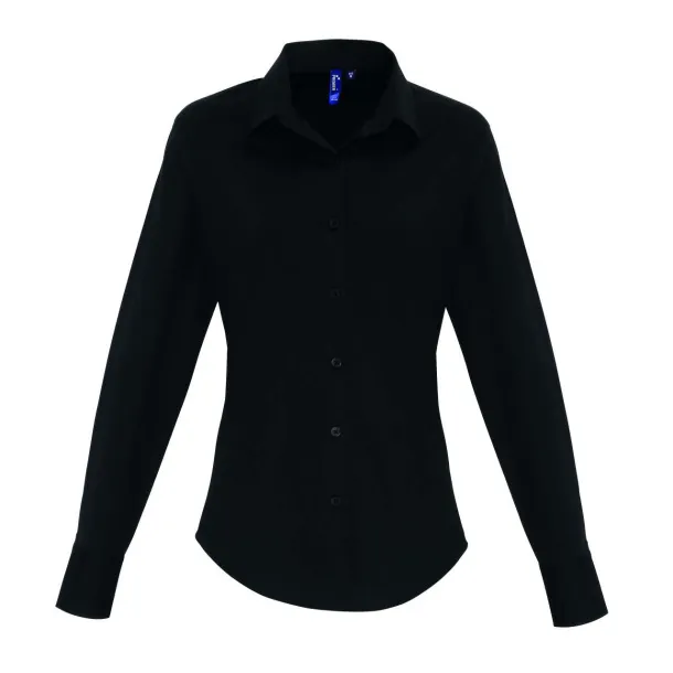  WOMEN'S STRETCH-FIT COTTON POPLIN LONG SLEEVE SHIRT - Premier Black