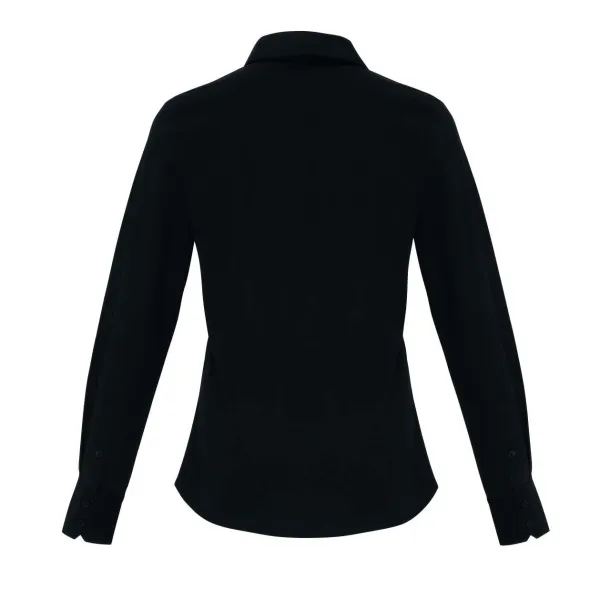  WOMEN'S STRETCH-FIT COTTON POPLIN LONG SLEEVE SHIRT - Premier Black