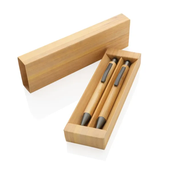  FSC® bamboo modern pen set in box - XD Collection brown 