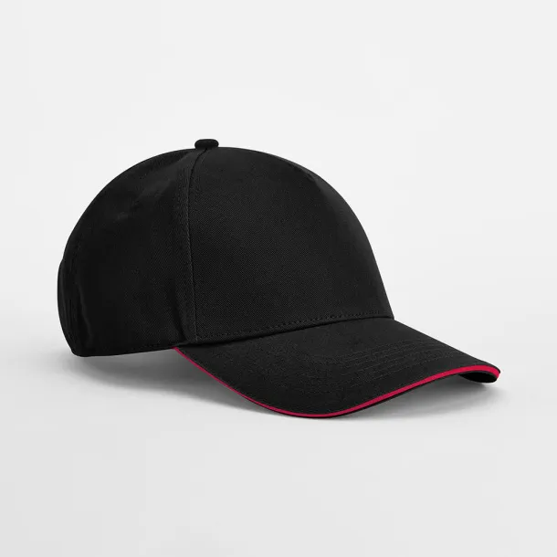  EarthAware® Clas. Org. Cotton 5 Panel Sandwich P. - Beechfield Black Classic Red