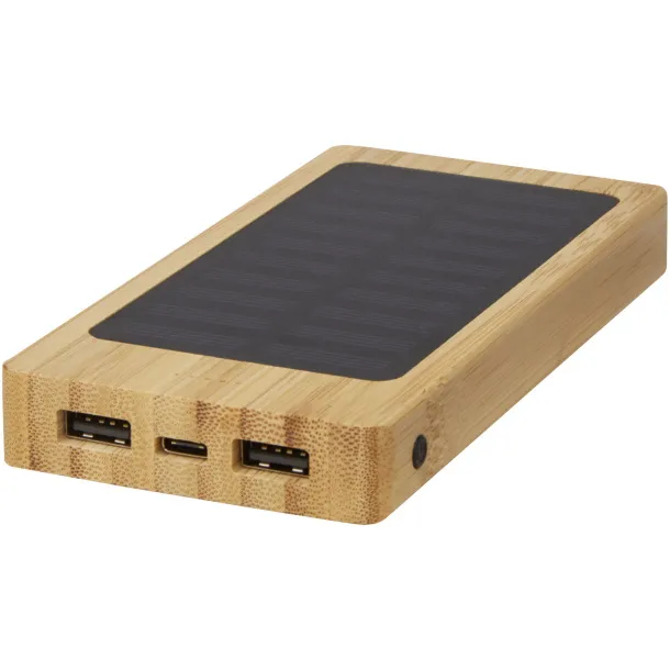 Alata 8000mAh bamboo solar power bank - Unbranded Beige