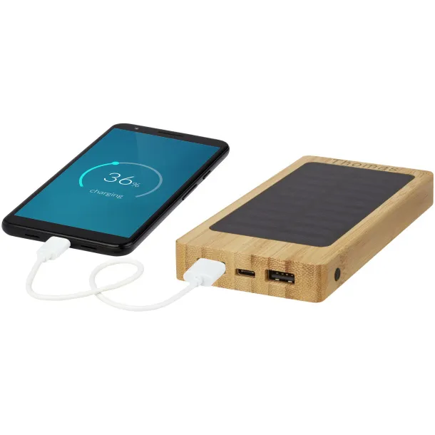 Alata 8000mAh bamboo solar power bank Beige