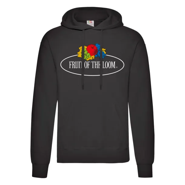  Vintage Hooded Sweat Classic Large Logo Print - Fruit of the Loom Vintage Collection Black