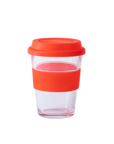 Durnox glass travel mug Red Transparent