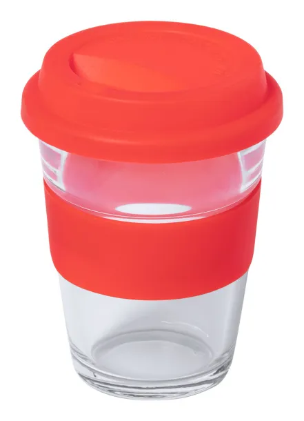 Durnox glass travel mug Red Transparent