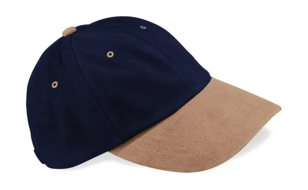  Low Profile Heavy Brushed Cotton Cap - Beechfield French Navy Taupe