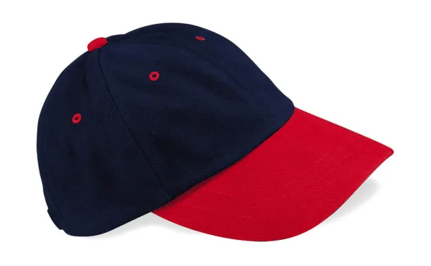  Low Profile Heavy Brushed Cotton Cap - Beechfield French Navy Classic Red