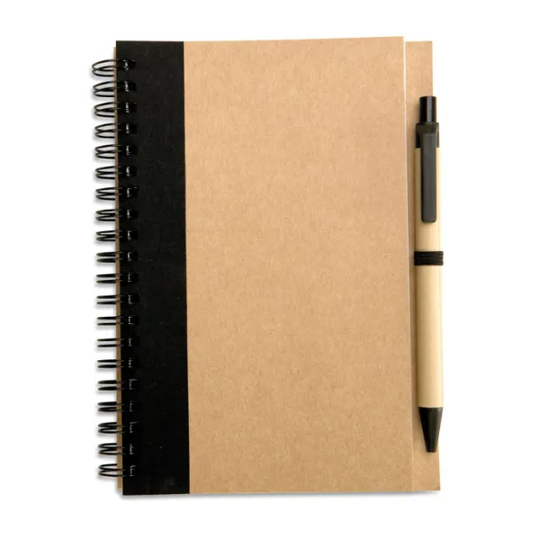 SONORA PLUS Recycled paper notebook + pen Black