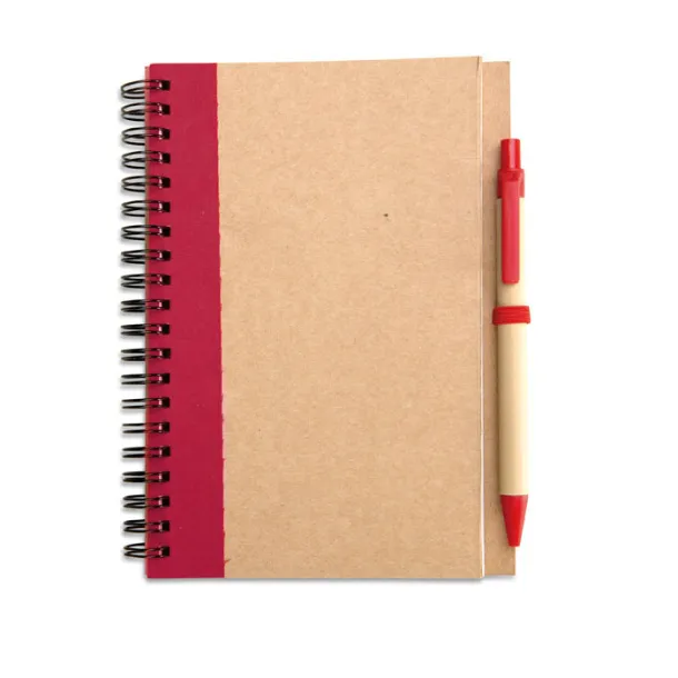 SONORA PLUS Recycled paper notebook + pen Red