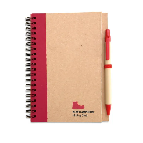 SONORA PLUS Recycled paper notebook + pen Red