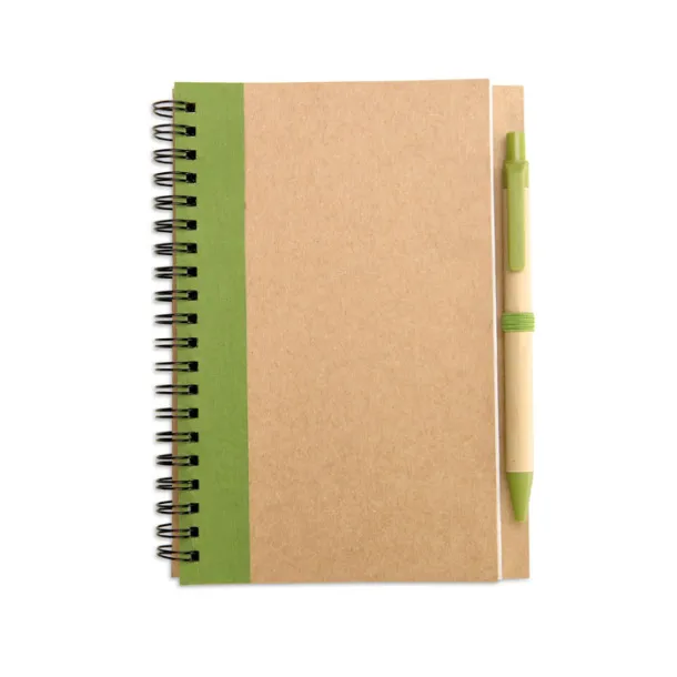 SONORA PLUS Recycled paper notebook + pen Lime