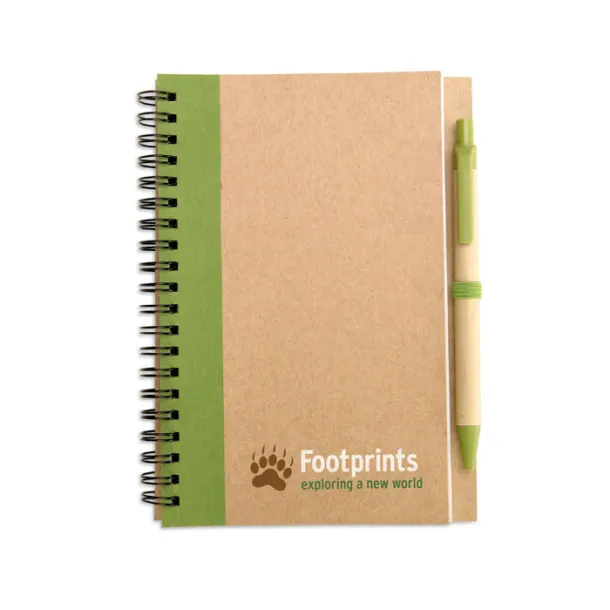 SONORA PLUS Recycled paper notebook + pen Lime