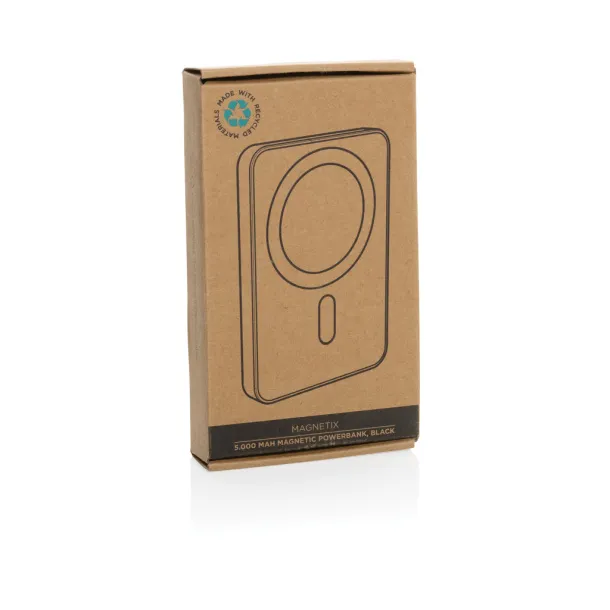  Magnetix magnetna prijenosna baterija od RCS reciklirane plastike, 5 000 mAh - XD Collection Crna