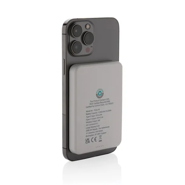  Magnetix magnetna prijenosna baterija od RCS reciklirane plastike, 5 000 mAh - XD Collection Bijela