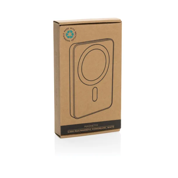  Magnetix magnetna prijenosna baterija od RCS reciklirane plastike, 5 000 mAh - XD Collection Bijela