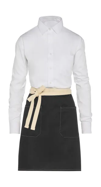  SANTORINI - Contrasted Bistro Apron with Pocket - SG Accessories - BISTRO (Ex JASSZ Bistro) Black