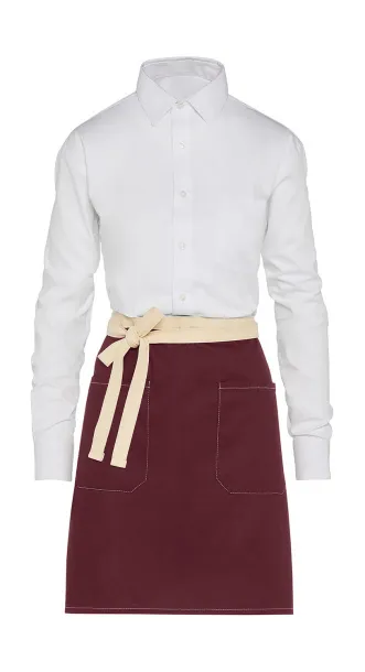  SANTORINI - Contrasted Bistro Apron with Pocket - SG Accessories - BISTRO (Ex JASSZ Bistro) Burgundy