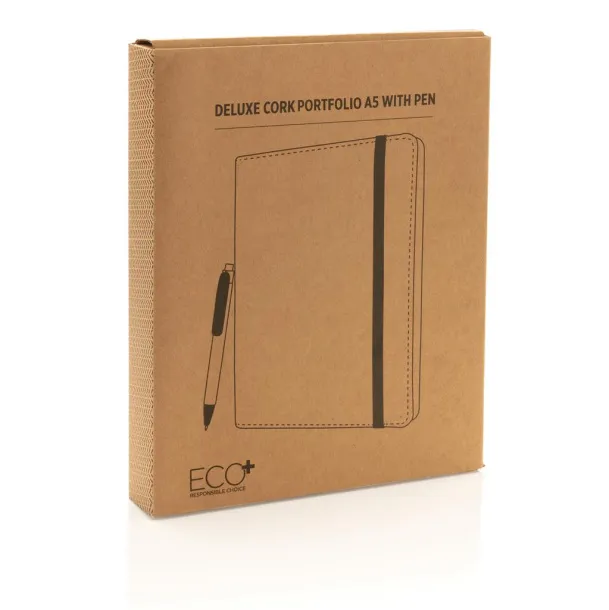  Deluxe cork portfolio A5 with pen - XD Collection Brown 