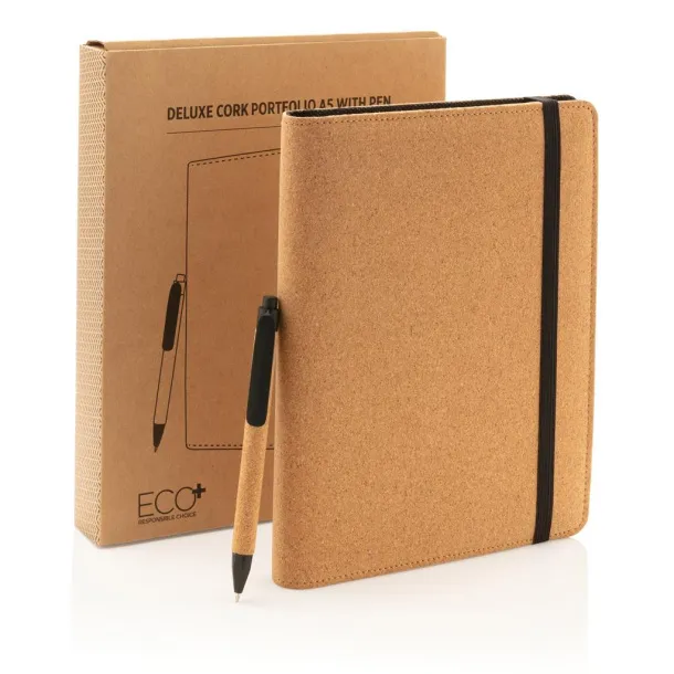  Deluxe cork portfolio A5 with pen - XD Collection Brown 