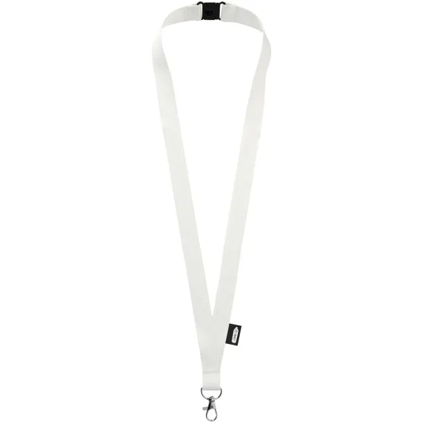 Tom recycled PET lanyard with breakaway closure - Unbranded White