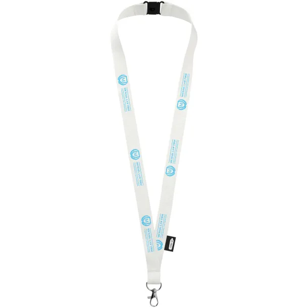 Tom recycled PET lanyard with breakaway closure - Unbranded White