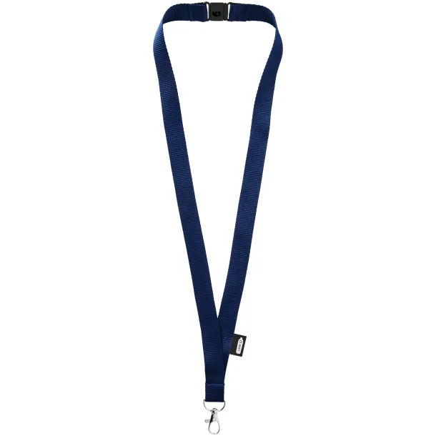 Tom recycled PET lanyard with breakaway closure Navy Blue