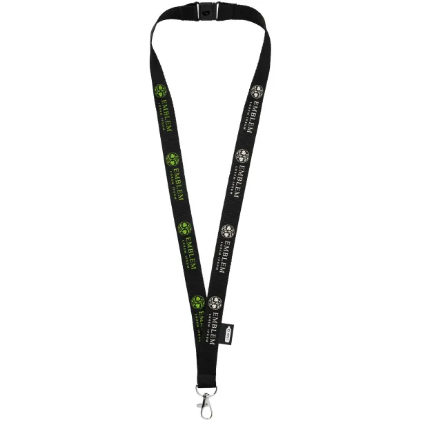 Tom recycled PET lanyard with breakaway closure Solid black