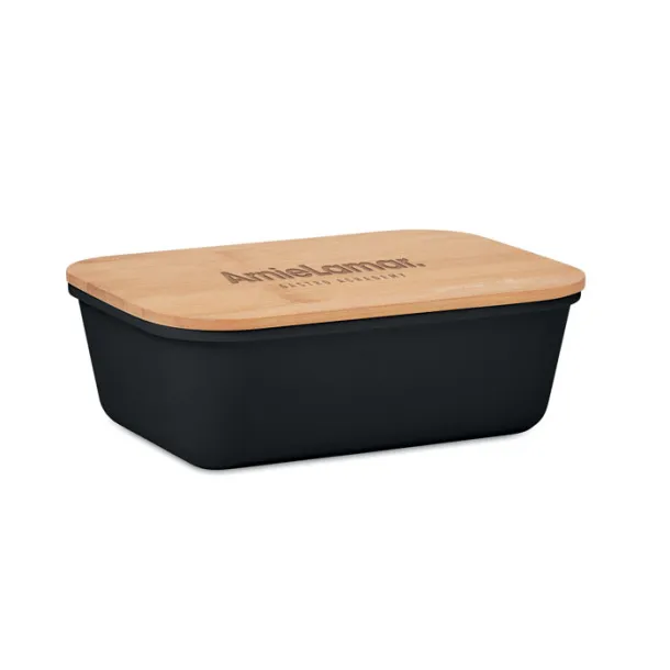 THRUSDAY Lunch box with bamboo lid Black