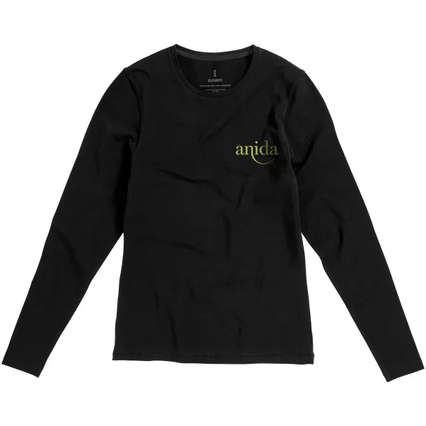 Ponoka long sleeve women's GOTS organic t-shirt - Elevate NXT Solid black